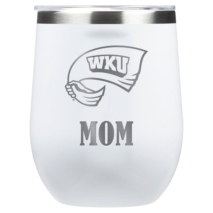 Corkcicle Stemless Wine Glass with Western Kentucky Hilltoppers Mom Primary Logo