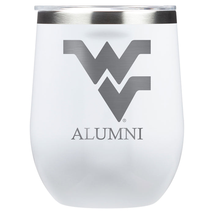 Corkcicle Stemless Wine Glass with West Virginia Mountaineers Alumnit Primary Logo
