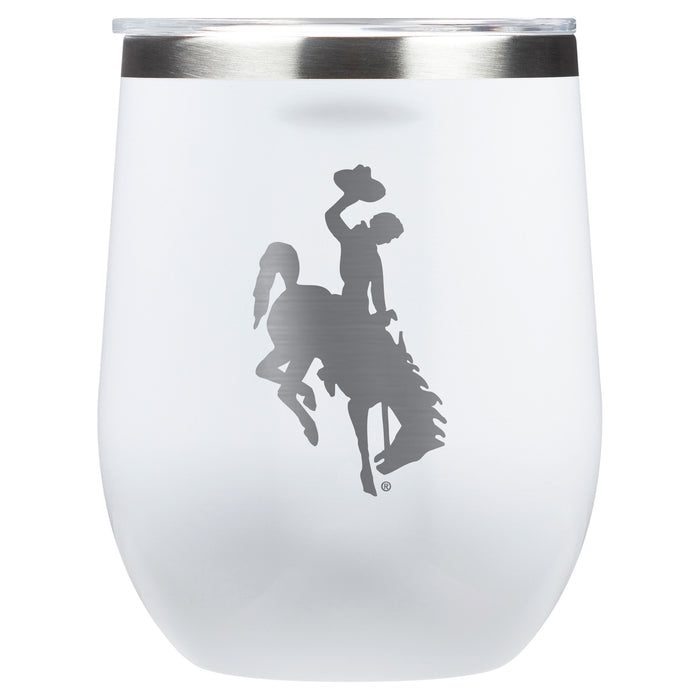 Corkcicle Stemless Wine Glass with Wyoming Cowboys Primary Logo