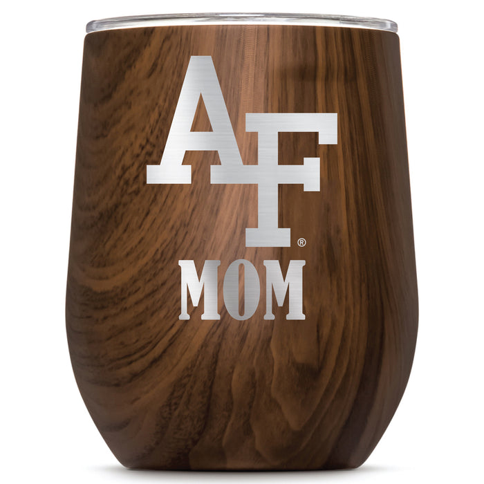 Corkcicle Stemless Wine Glass with Airforce Falcons Mom Primary Logo
