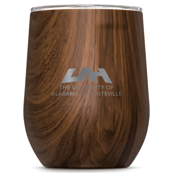 Corkcicle Stemless Wine Glass with UAH Chargers Primary Logo