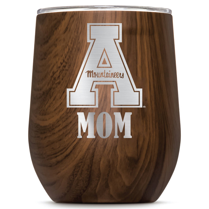 Corkcicle Stemless Wine Glass with Appalachian State Mountaineers Mom Primary Logo