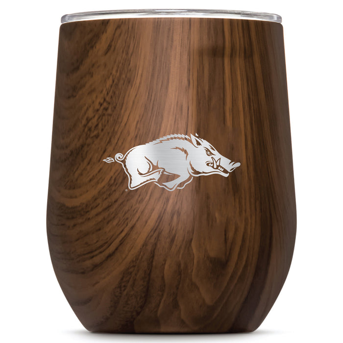 Corkcicle Stemless Wine Glass with Arkansas Razorbacks Primary Logo