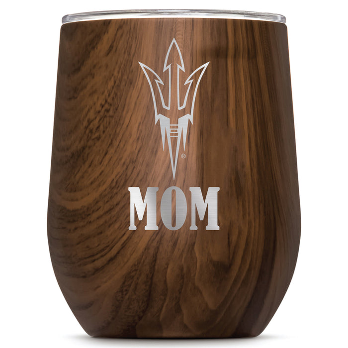 Corkcicle Stemless Wine Glass with Arizona State Sun Devils Mom Primary Logo
