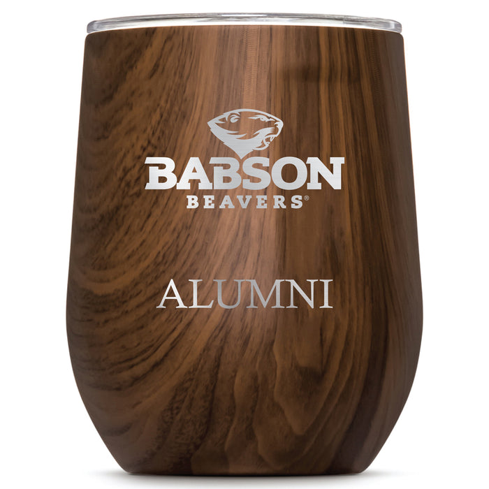 Corkcicle Stemless Wine Glass with Babson University Alumnit Primary Logo