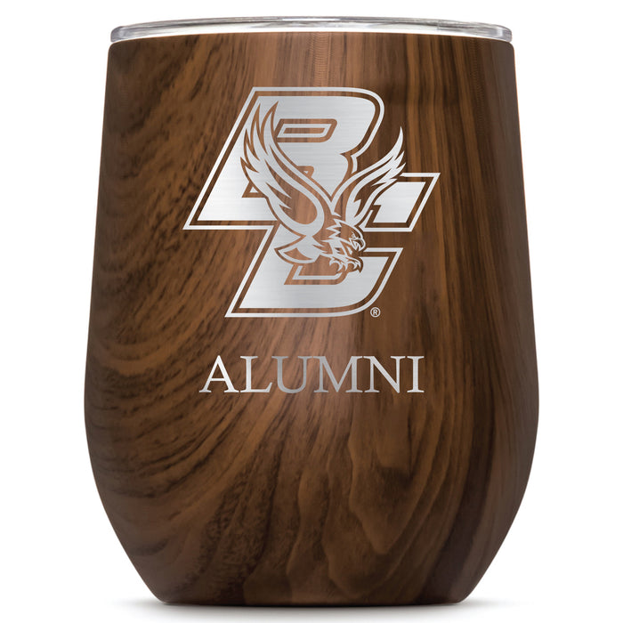 Corkcicle Stemless Wine Glass with Boston College Eagles Alumnit Primary Logo