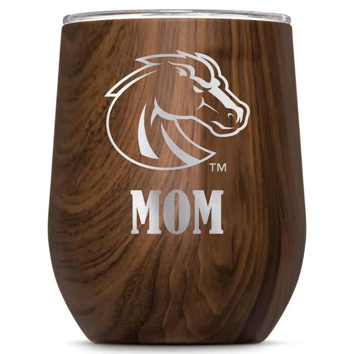 Corkcicle Stemless Wine Glass with Boise State Broncos Mom Primary Logo