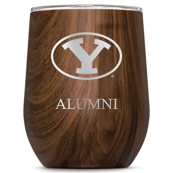 Corkcicle Stemless Wine Glass with Brigham Young Cougars Alumnit Primary Logo