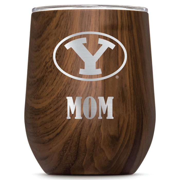 Corkcicle Stemless Wine Glass with Brigham Young Cougars Mom Primary Logo