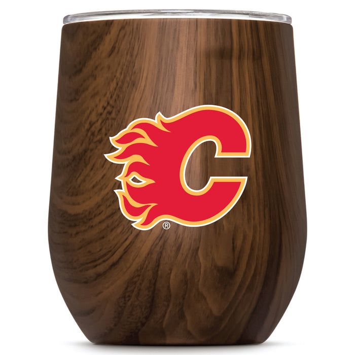 Corkcicle Stemless Wine Glass with Calgary Flames Primary Logo