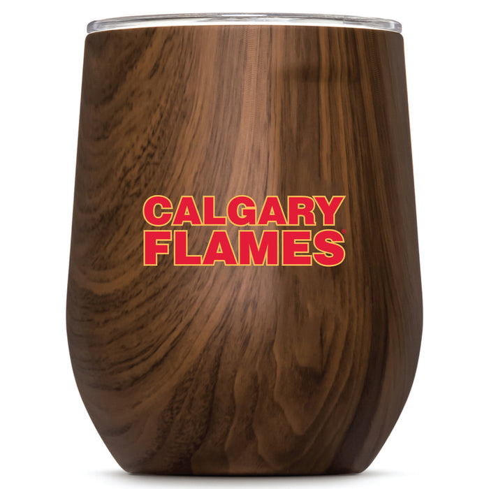 Corkcicle Stemless Wine Glass with Calgary Flames Secondary Logo