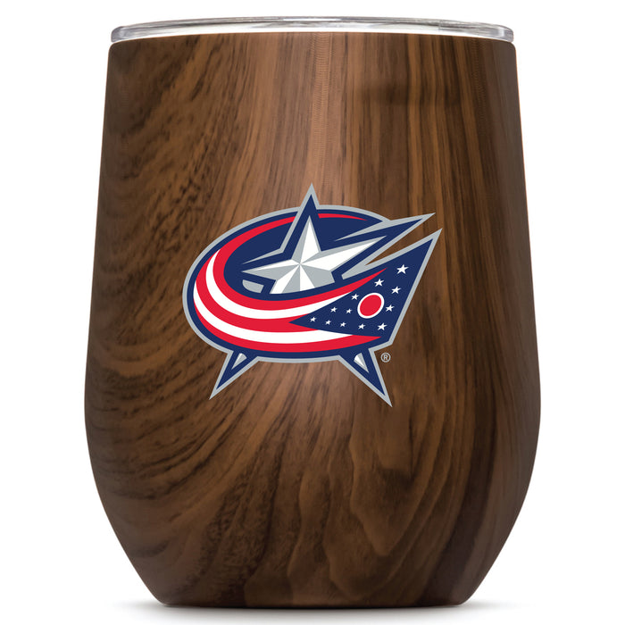 Corkcicle Stemless Wine Glass with Columbus Blue Jackets Primary Logo