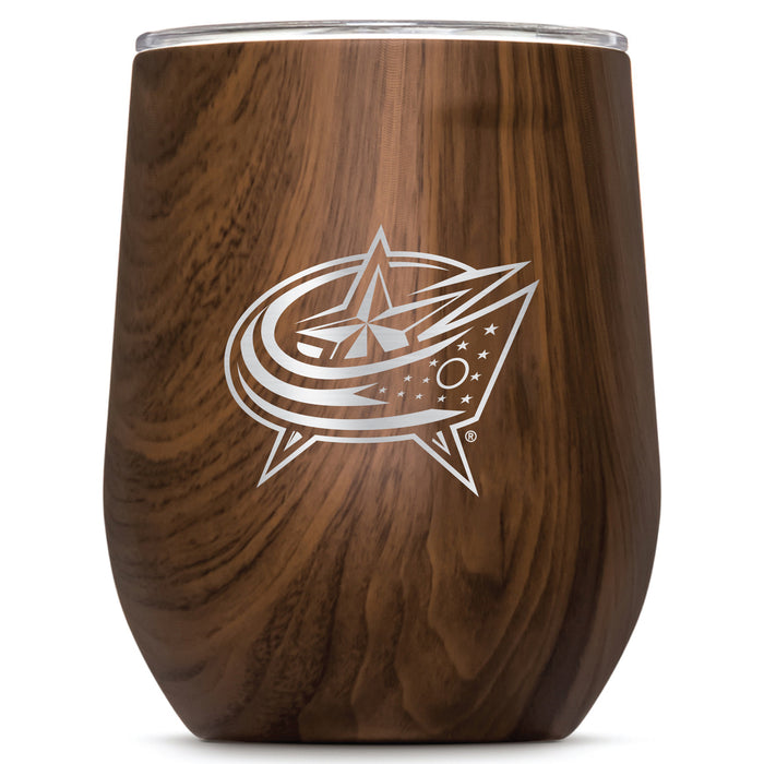 Corkcicle Stemless Wine Glass with Columbus Blue Jackets Primary Logo