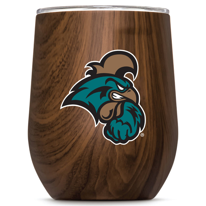 Corkcicle Stemless Wine Glass with Coastal Carolina Univ Chanticleers Primary Logo