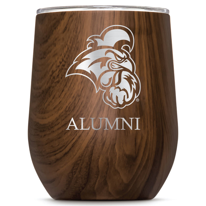 Corkcicle Stemless Wine Glass with Coastal Carolina Univ Chanticleers Alumnit Primary Logo