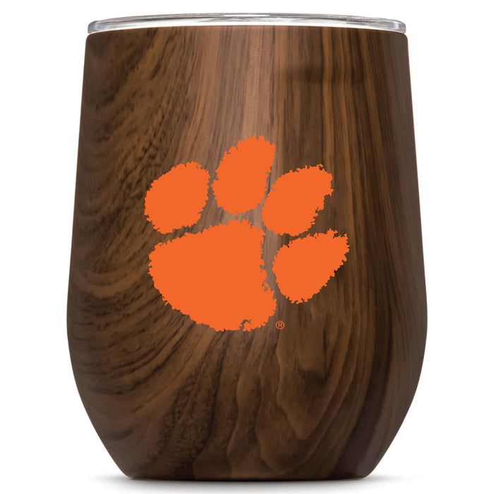 Corkcicle Stemless Wine Glass with Clemson Tigers Primary Logo