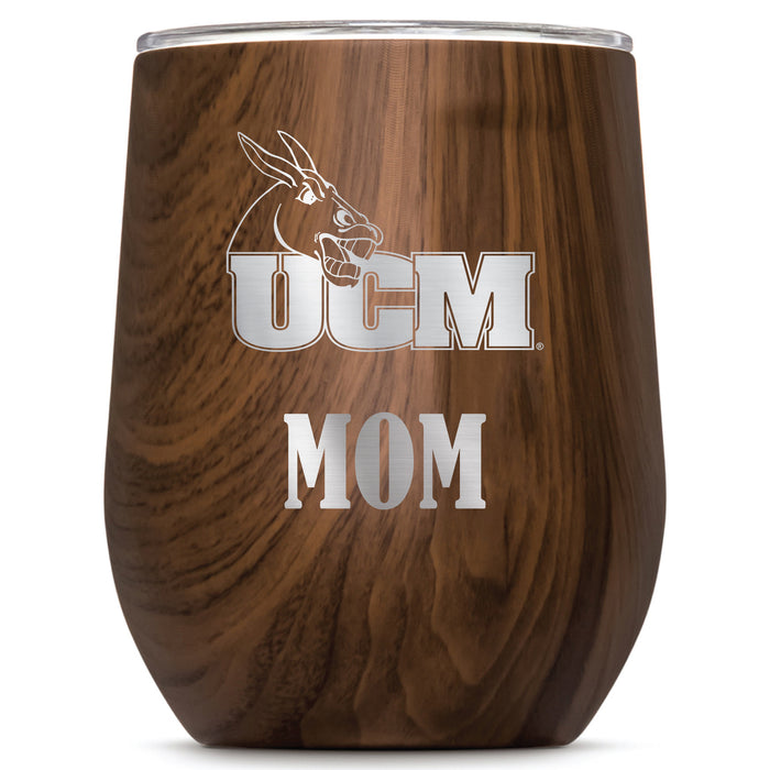 Corkcicle Stemless Wine Glass with Central Missouri Mules Mom Primary Logo