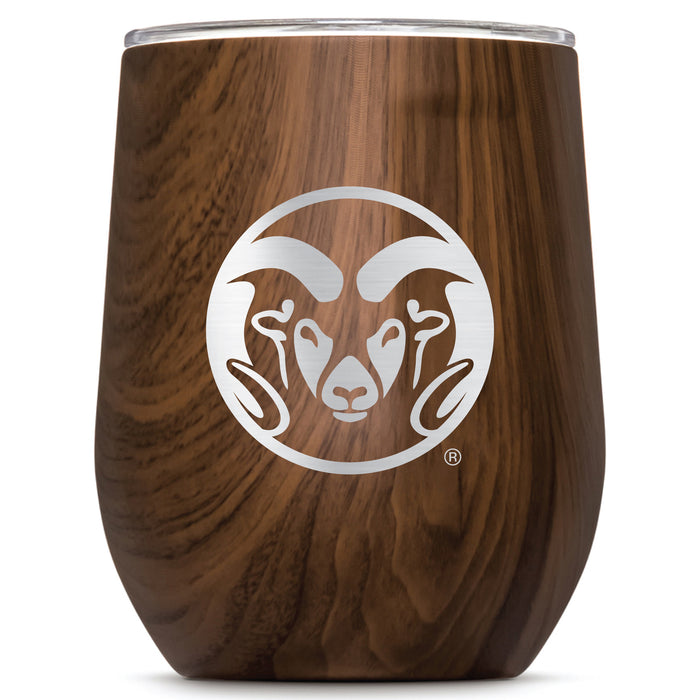 Corkcicle Stemless Wine Glass with Colorado State Rams Primary Logo