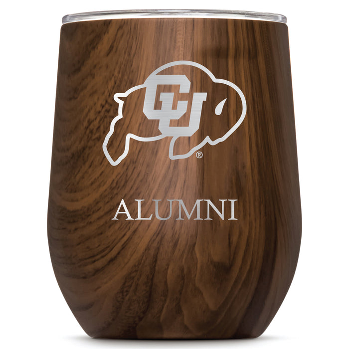Corkcicle Stemless Wine Glass with Colorado Buffaloes Alumnit Primary Logo