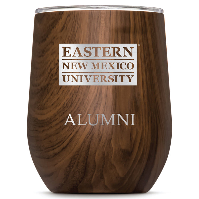 Corkcicle Stemless Wine Glass with Eastern New Mexico Greyhounds Alumnit Primary Logo