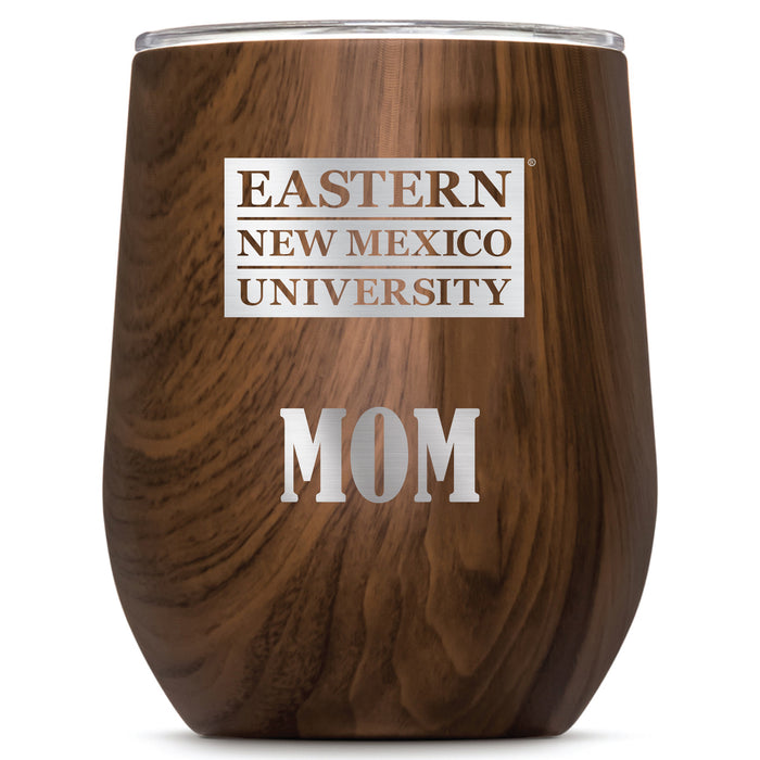 Corkcicle Stemless Wine Glass with Eastern New Mexico Greyhounds Mom Primary Logo