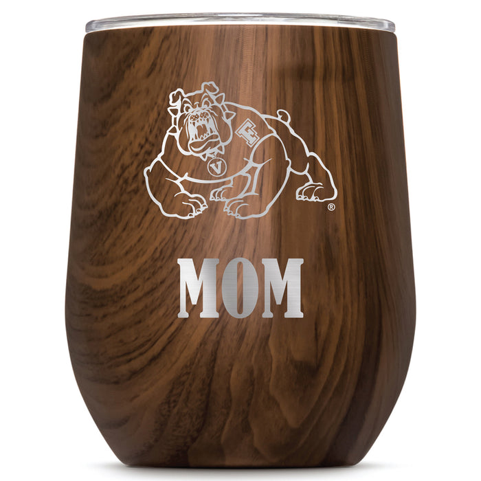 Corkcicle Stemless Wine Glass with Fresno State Bulldogs Mom Primary Logo