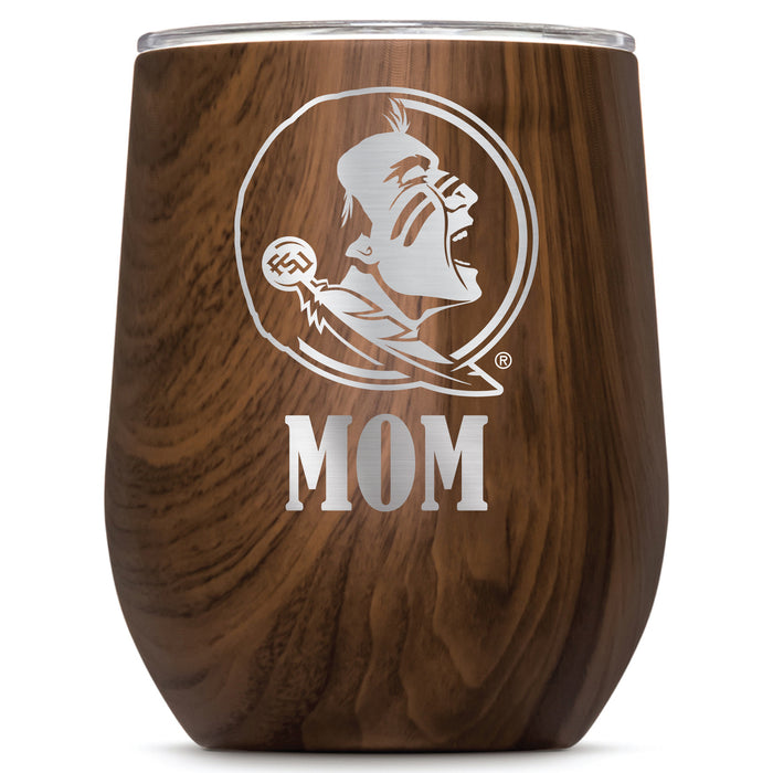 Corkcicle Stemless Wine Glass with Florida State Seminoles Mom Primary Logo
