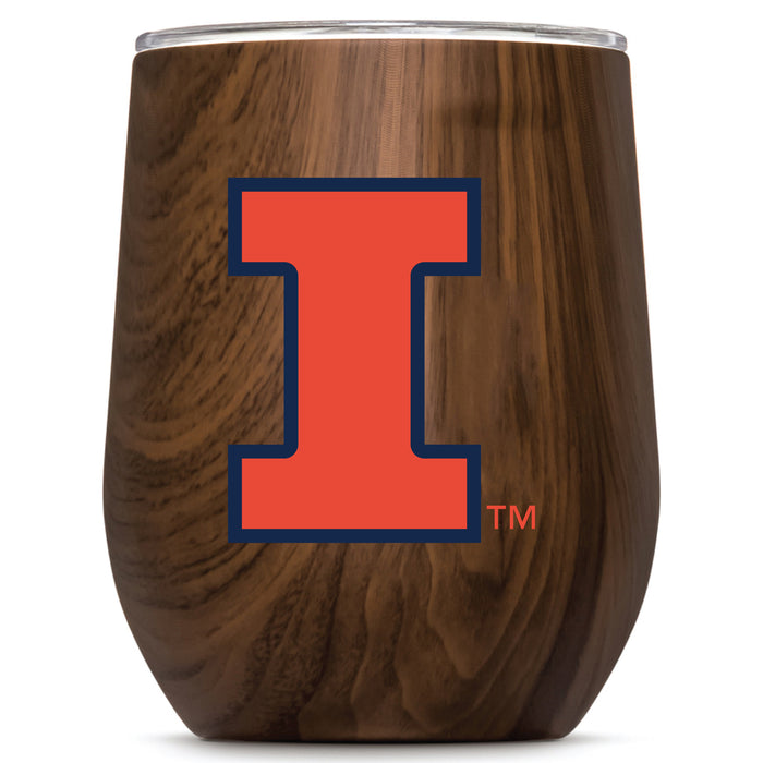 Corkcicle Stemless Wine Glass with Illinois Fighting Illini Primary Logo