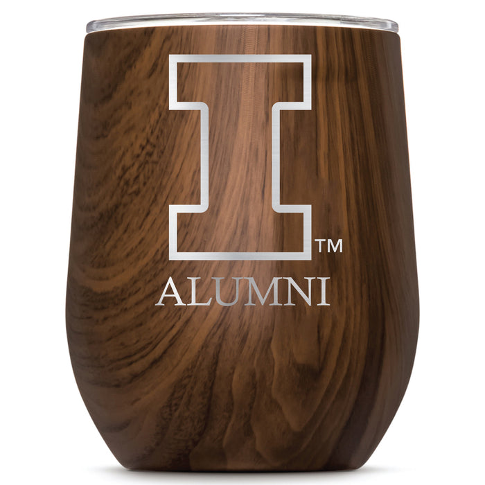 Corkcicle Stemless Wine Glass with Illinois Fighting Illini Alumnit Primary Logo