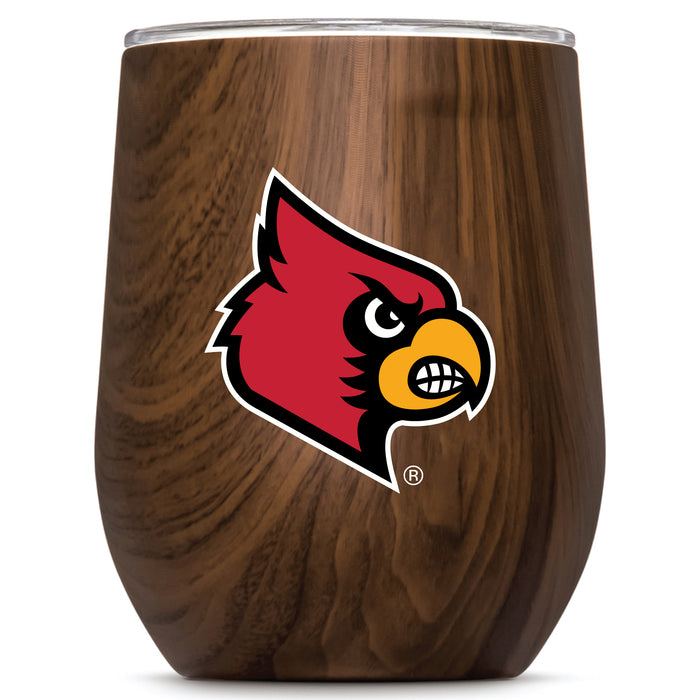 Corkcicle Stemless Wine Glass with Louisville Cardinals Primary Logo