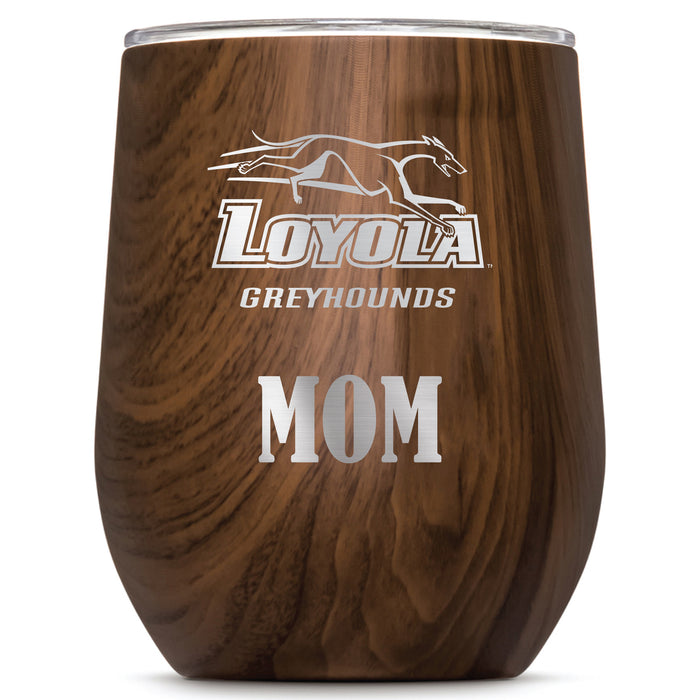 Corkcicle Stemless Wine Glass with Loyola Univ Of Maryland Hounds Mom Primary Logo