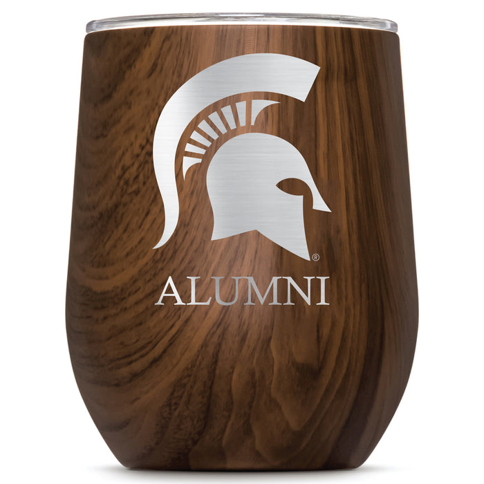 Corkcicle Stemless Wine Glass with Michigan State Spartans Alumnit Primary Logo