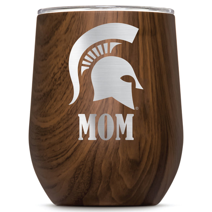 Corkcicle Stemless Wine Glass with Michigan State Spartans Mom Primary Logo