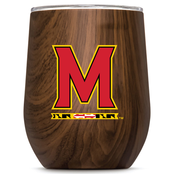 Corkcicle Stemless Wine Glass with Maryland Terrapins Primary Logo