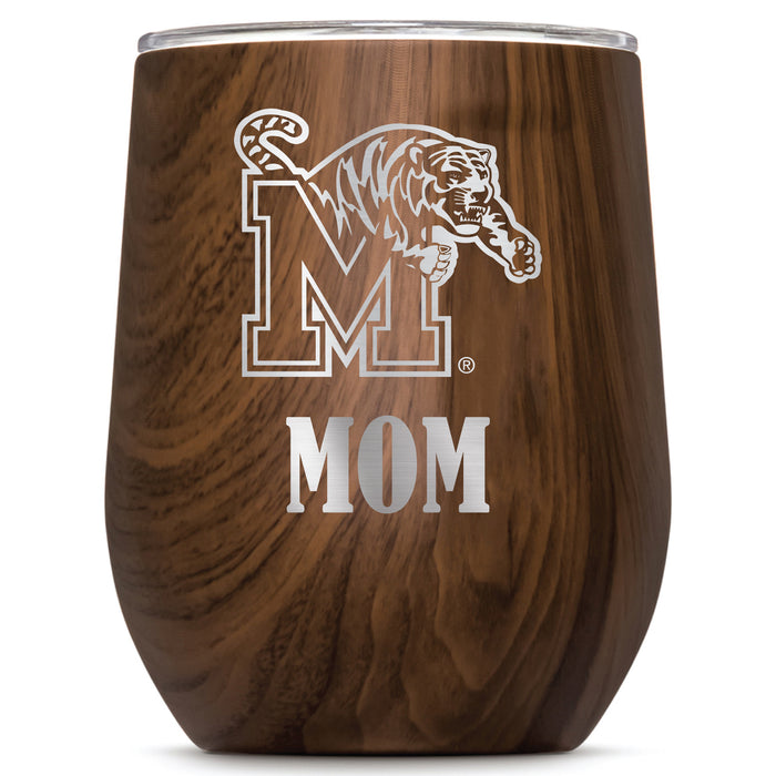 Corkcicle Stemless Wine Glass with Memphis Tigers Mom Primary Logo