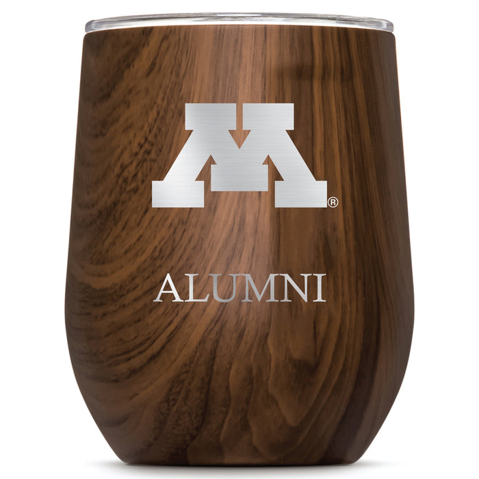 Corkcicle Stemless Wine Glass with Minnesota Golden Gophers Alumnit Primary Logo