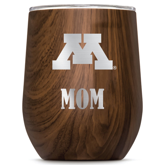Corkcicle Stemless Wine Glass with Minnesota Golden Gophers Mom Primary Logo