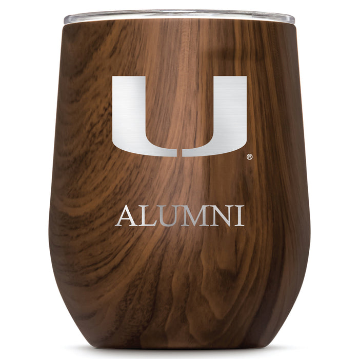 Corkcicle Stemless Wine Glass with Miami Hurricanes Alumnit Primary Logo