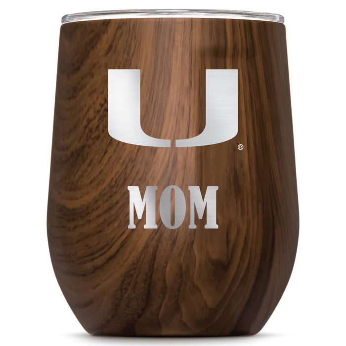 Corkcicle Stemless Wine Glass with Miami Hurricanes Mom Primary Logo