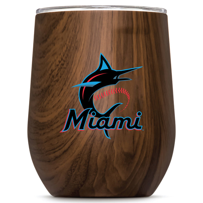 Corkcicle Stemless Wine Glass with Miami Marlins Primary Logo