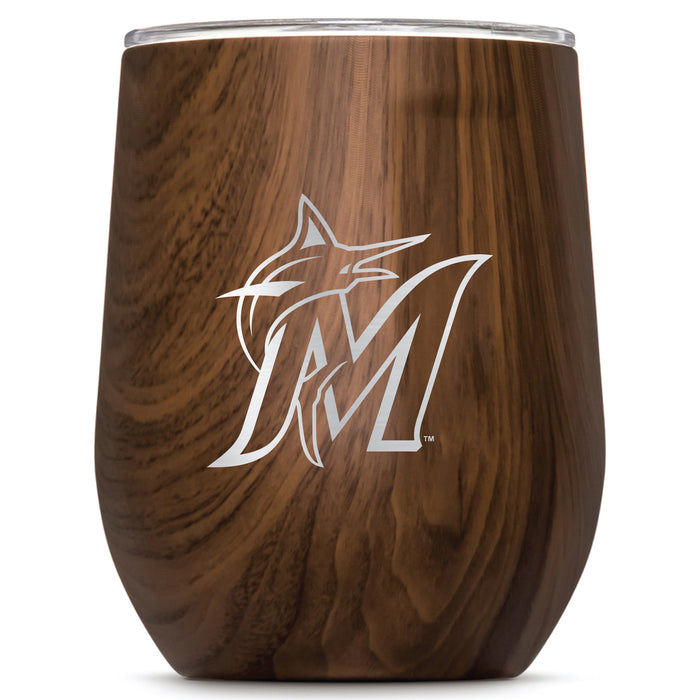 Corkcicle Stemless Wine Glass with Miami Marlins Secondary Etched Logo