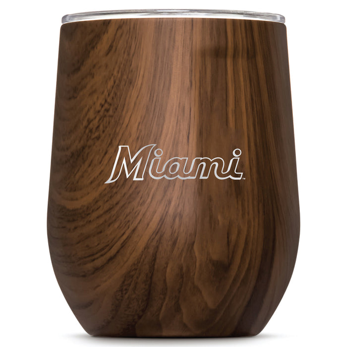 Corkcicle Stemless Wine Glass with Miami Marlins Wordmark Etched Logo