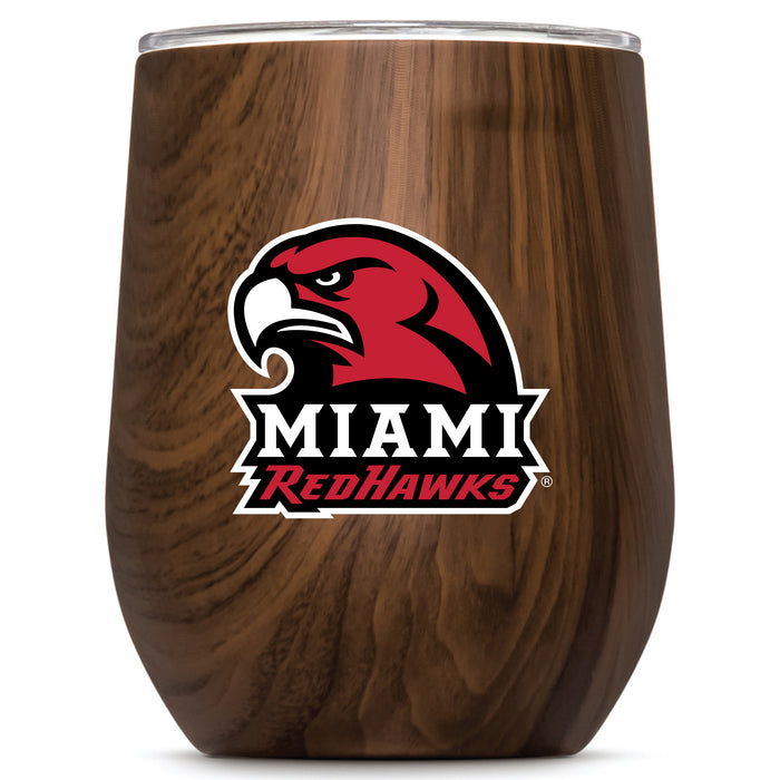 Corkcicle Stemless Wine Glass with Miami University RedHawks Secondary Logo