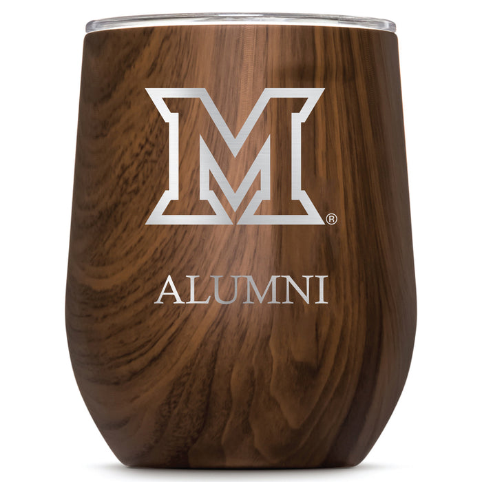 Corkcicle Stemless Wine Glass with Miami University RedHawks Alumnit Primary Logo