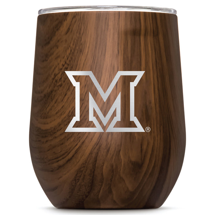 Corkcicle Stemless Wine Glass with Miami University RedHawks Primary Logo