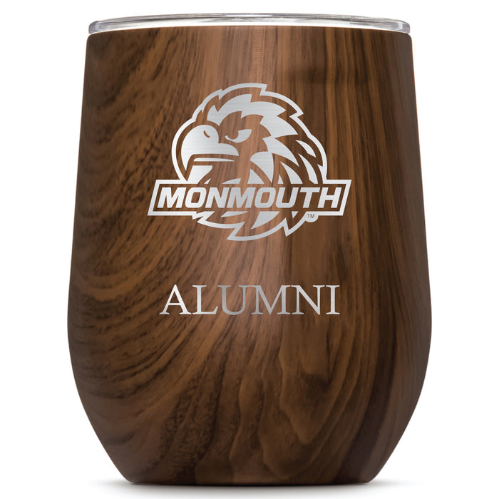 Corkcicle Stemless Wine Glass with Monmouth Hawks Alumnit Primary Logo