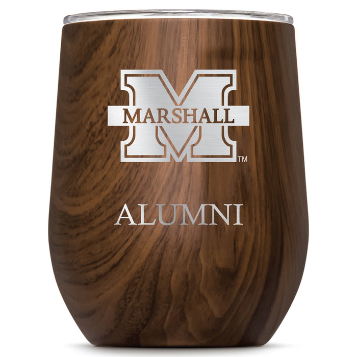 Corkcicle Stemless Wine Glass with Marshall Thundering Herd Alumnit Primary Logo