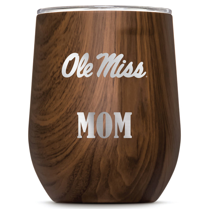 Corkcicle Stemless Wine Glass with Mississippi Ole Miss Mom Primary Logo