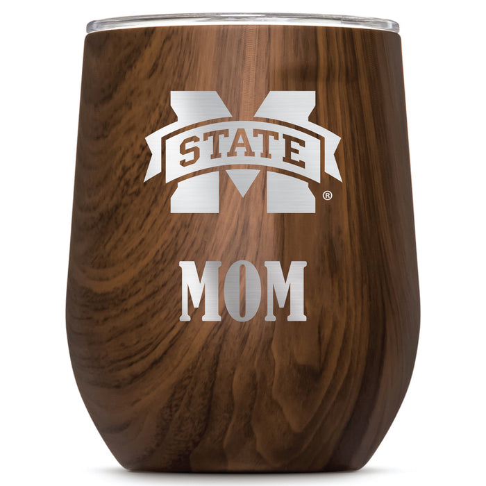 Corkcicle Stemless Wine Glass with Mississippi State Bulldogs Mom Primary Logo
