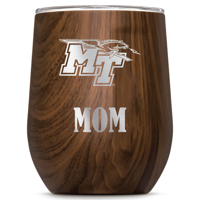 Corkcicle Stemless Wine Glass with Middle Tennessee State Blue Raiders Mom Primary Logo